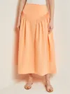 Misook Godet Pleated Maxi Skirt In Orange