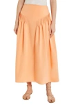 Misook Godet Pleated Maxi Skirt In Peach Blossom
