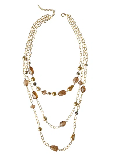 Misook Gold Multi-stone Chain Necklace