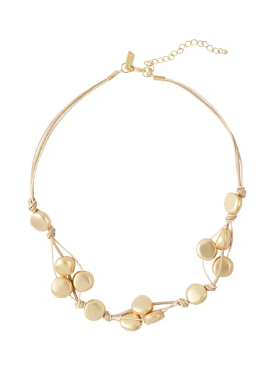Misook Handmade Matte Gold Mixed Pebbled Necklace