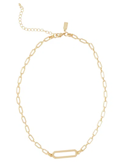 Misook Handmade Matte Gold Paperclip Bar Necklace