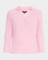 Misook Heritage Fit Raised Geometric Jacquard Sweater In Soft Blush