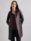 Misook Knit Panel Faux Leather Coat In Multi
