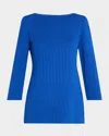 Misook Heritage Fit Tonal Ottoman Knit Tunic In Aegean Blue