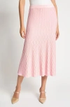 Misook Heritage Fit Raised Geo Flare Midi Skirt In Soft Blush