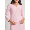 Misook Heritage Fit Raised Geometric Jacquard Sweater In Soft Blush