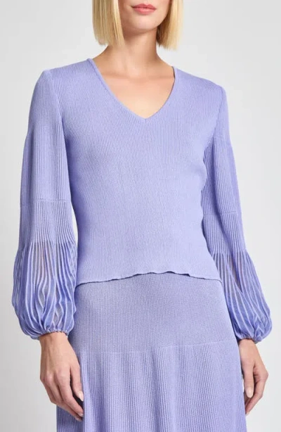 Misook Heritage Fit Sheer Sleeve Sweater In Viola