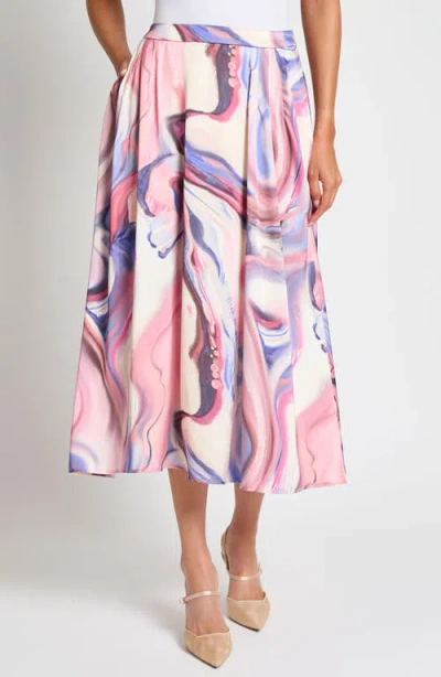 Misook Heritage Fit Watercolor Crepe Maxi Skirt In Viola Multi