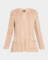 Misook Heritage-fit Whipstitch Melange Knit Jacket In Baked Clay/biscotti/aquatic