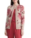 Misook Heritage Floral Jacquard Flat Knit Jacket In Multi