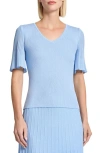 Misook Heritage Flutter Sleeve Rib Top In Arctic