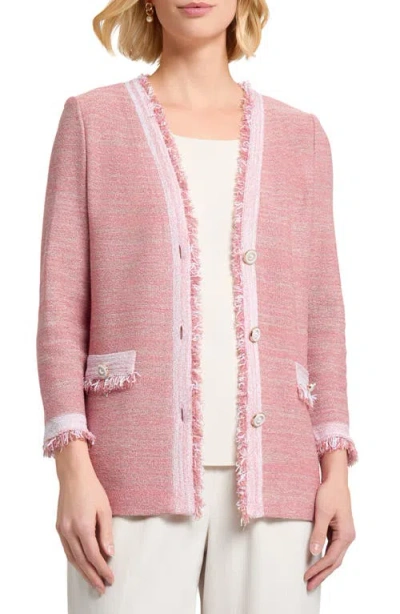Misook Heritage Fringe Trim Melange Jacket