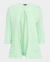 Misook Heritage Fringe-trim Tonal Burnout Knit Jacket In Green