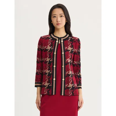 Misook Heritage Houndstooth Knit Jacket In Multi