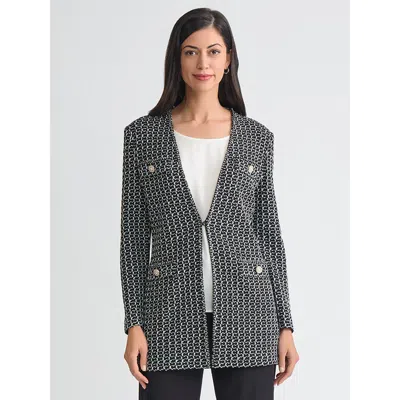 Misook Heritage Jewel Trim Tweed Knit Jacket In Black