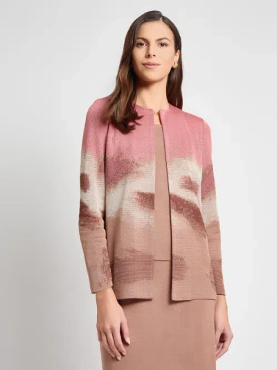 Misook Heritage-fit Landscape Pattern Knit Jacket In Multi