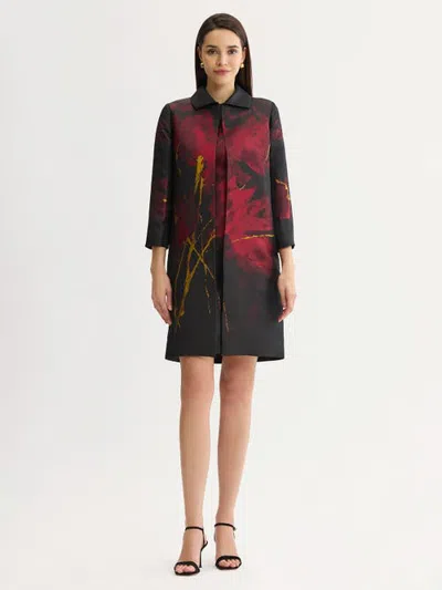 Misook Heritage Lurex Woven Jacquard Topper In Black