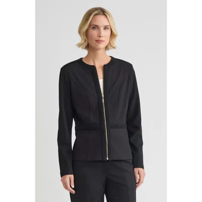Misook Heritage Luxestretch Ponte Zip-up Jacket In Black