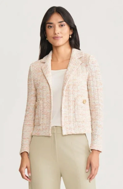 Misook Heritage Melange Tweed Knit Jacket In White