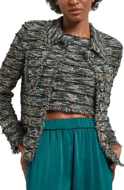 Misook Heritage Metallic Fringe Tweed Jacket In Multi