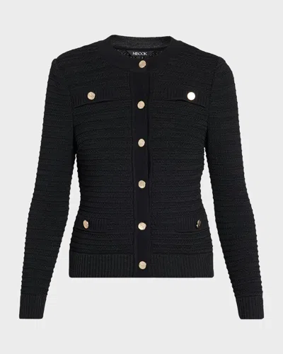 Misook Heritage Monochromic Ottoman Knit Jacket In Black