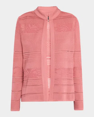 Misook Heritage Multi-stitch Tonal Knit Jacket In White