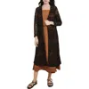 Misook Open-front Crochet Heritage Duster In Black