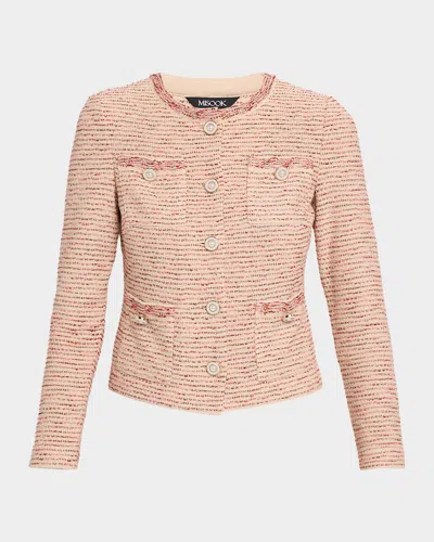 Misook Heritage Ribbon Tweed Knit Jacket In Honeysuckle/russet Biscotti