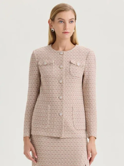 Misook Heritage Tonal Tweed Knit Jacket In Neutral