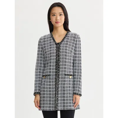 Misook Heritage Velvet Ribbon Trim Plaid Knit Jacket In Multi