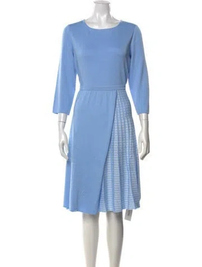 Pre-owned Misook Houndstooth Print Knee-length Dress W/ Tags In Blue
