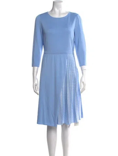 Pre-owned Misook Houndstooth Print Knee-length Dress W/ Tags In Blue