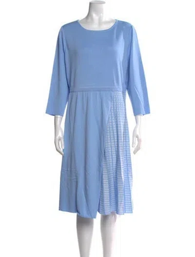 Pre-owned Misook Houndstooth Print Midi Length Dress W/ Tags In Blue