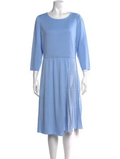 Pre-owned Misook Houndstooth Print Midi Length Dress W/ Tags In Blue
