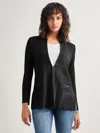Misook Inverted Notch Collar Tailored Knit Jacket In Black