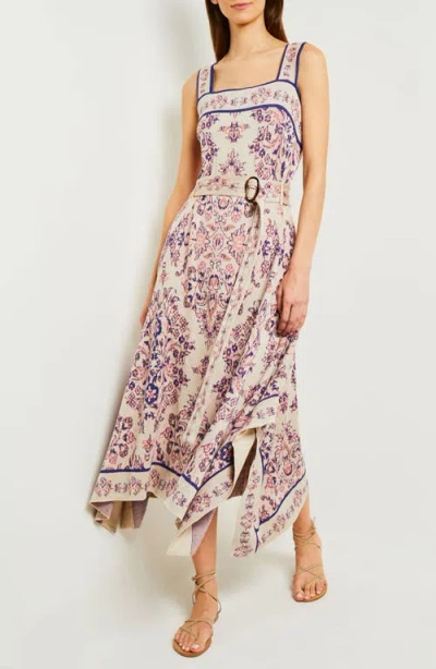 Misook Jacquard Knit Handkerchief Hem Midi Dress