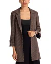 Misook Jacquard Knit Three Quarter Sleeve Jacket In Brown