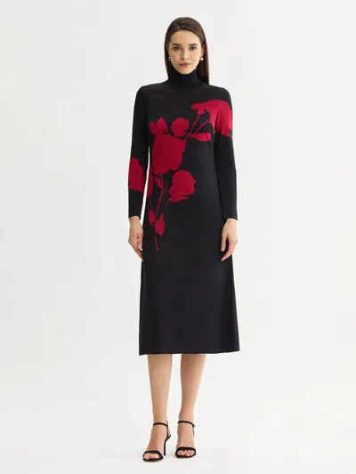 Misook Jacquard Soft Knit Maxi Dress In Black
