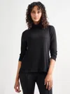 Misook Sheer Inset Turtleneck In Black