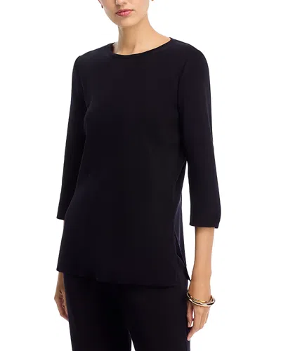 Misook Jewel Neck 3/4 Sleeve Top In Black