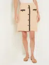 Misook Button Front A-line Sweater Skirt In Beige