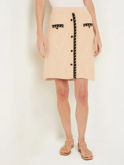 MISOOK KNEE LENGTH A-LINE SKIRT - BUTTON DETAIL COZY TEXTURAL KNIT