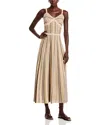 Misook Modern Fit-and-flare Lurex Striped Knit Maxi Dress In Boscotti/mahogany/gold