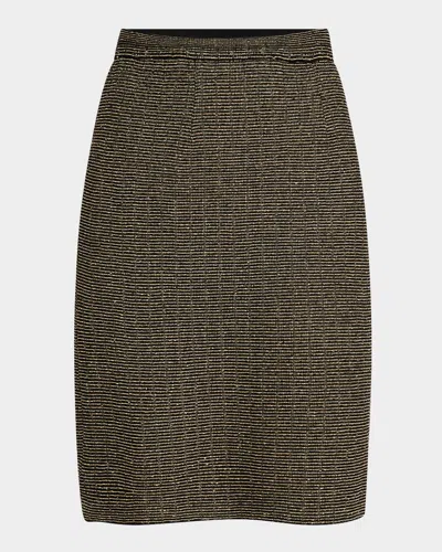 Misook Knit Straight Knee-length Skirt In Black/gold