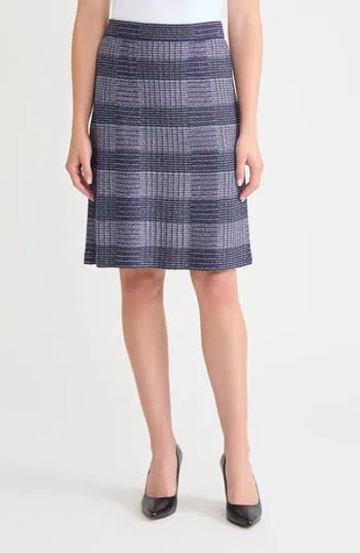 Misook Knit Tweed Pull-on Pencil Skirt In Lazuli Blu/sngra/blu Frost/blk