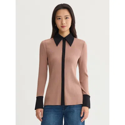 Misook Lightweight Mixed Media Soft Knit Shirt In Multi