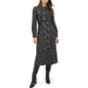 Misook Long Sleeve Tie Belt Tweed Shirtdress In Blk/nivory