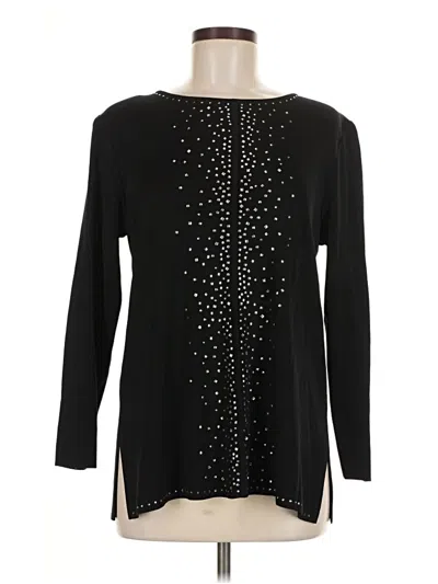 Pre-owned Misook Long Sleeve Blouse In Black
