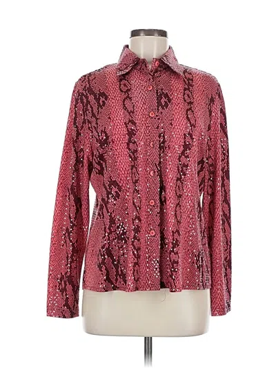 Pre-owned Misook Long Sleeve Blouse In Burgundy