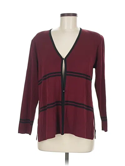 Pre-owned Misook Long Sleeve Blouse In Burgundy